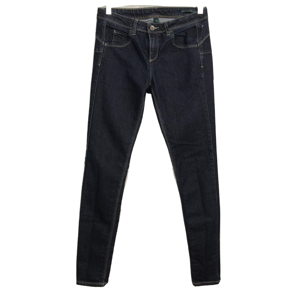 United Colors of Benetton Jeans Womens Sz 30W Dark Blue Skinny Pin Up‎ Stretch